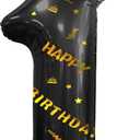 40 Inch Large Black Number Balloons Crown Big Black Digit Foil Mylar Balloons for Baby Shower Wedding Birthday Party Supplies (black 1)