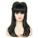 Black 80s Long Wig for Women Mullet Wigs Layered Funny Wig with Bangs Natural fluffy Synthetic Wigs for Halloween Daily Party Use