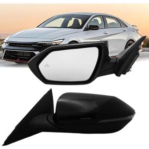 Left Driver Side Mirror Compatiable With 2021 2022 2023 2024 2025 Hyundai Elantra With Heated Power Glass Turn Signals Blind Spot Manual Folding 8Pins Black