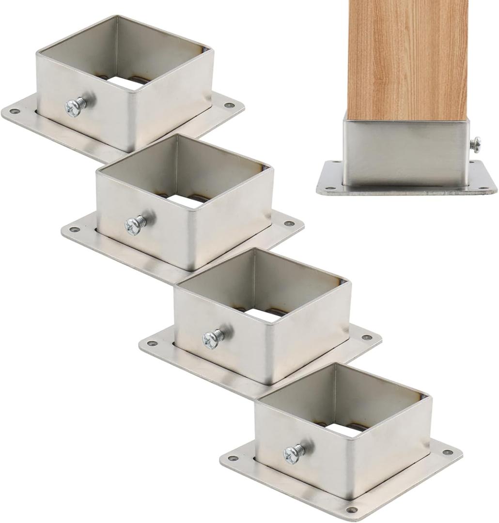 Wealrit 4 Pcs Square Post Bases Stainless Steel Flange Anchor Bases Heavy Duty Post Brackets for Fence Deck Railing Support(2" x 2")