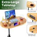 NiHome Bamboo Large Swivel TV Tray Table with Thickened Stable Non-Tipping Base, Adjustable Height Couch Table Tray, End Table, Bathtub Side Tray Table 360 Rotating for Hot Tub Bedside Sofa Balcony