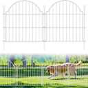 10 Panels No Dig Decorative Garden Fence for Yard, 24in (H) x 20ft (L) Rustproof Metal Wire Panel Border Animal Barrier Fencing for Dog, Rabbits, Flower Bed Edging Ornamental with Ground Stake, White