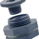 1/2 Inch Pvc Bulkhead Fitting with Plugs NPT1/2 Female Thread Water Tank Connector for Rain Barrels, Aquariums and Ponds