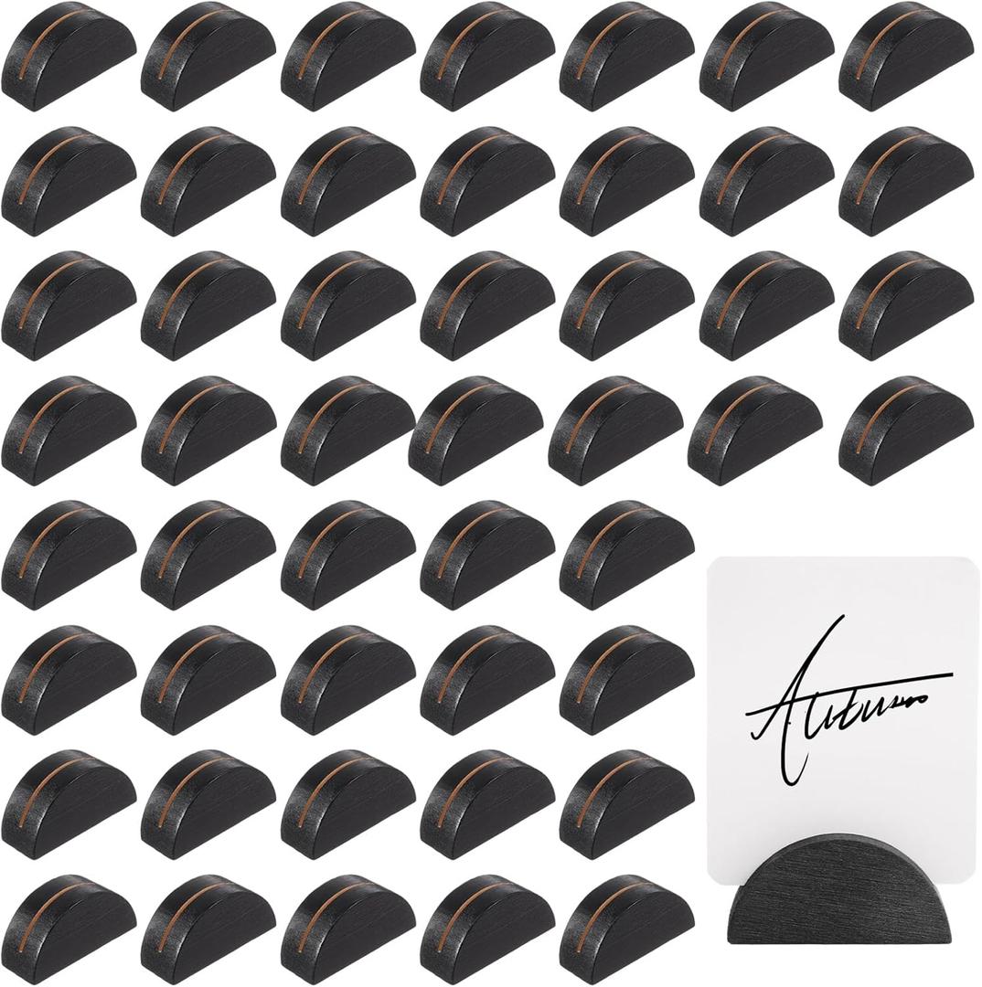 48 Pcs Wooden Table Number Stands Weeding Table Name Holder Place Card Holders, 1.57 x 0.79 x 0.79 inches Office Tag Photo Menu Clips Wedding Banquet Birthday Party Restaurant