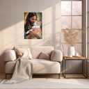 Jesus Animal Wall Art Jesus Holding Cat Pictures Print Watercolor Cute Cat Posters Christian Religious Painting Artwork Christ Home Decoration Framed(Artwork-1,16"x24"), 24L" x 16W"