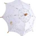 Decoration Umbrella for Wedding, Lace Wedding Folding Umbrella Dome Parasol for Girls/Wedding/Bridal/Photography Decorations(White)