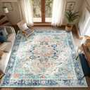 Topllen Washable Area Rug - Area Rug 6'x9' Boho Soft Living Room Rug, Non-Slip Large Area Rugs Indoor for Dining Room Livingroom Bedroom, Vintage Rug (Multi, 6x9ft)