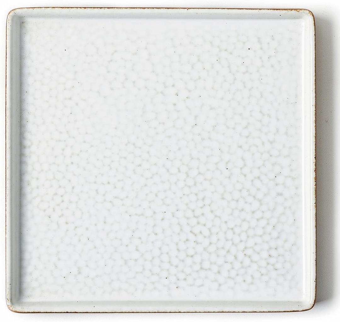 Vanity Tray with Brown Trim, Candle Tray, Bathroom Tray, Countertop Tray, Perfume Holder Organizer, Decorative Tray for Dresser, Table, Bathroom Countertop, Home dcor, Square,White, 8"8" (8" x 8" x 0.5")