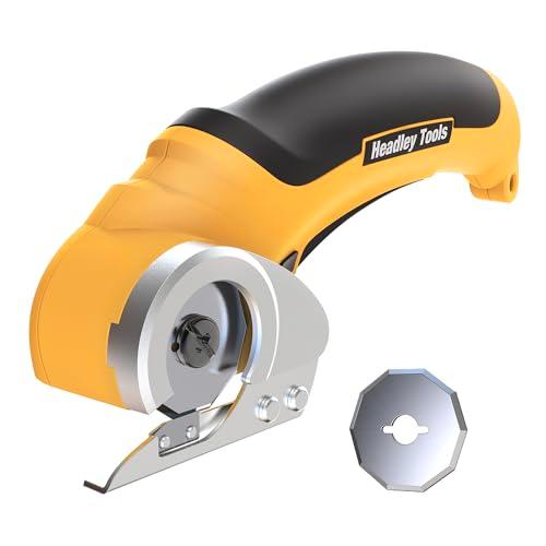 Headley Tools Cordless Cardboard Cutter 4.2V, Electric Mini Box Cutter,Rechargeable Electric Scissors,Carpet cutter with a Replacement Blade & Safety Lock for Packages/Leather/Plastic/Carton, Yellow