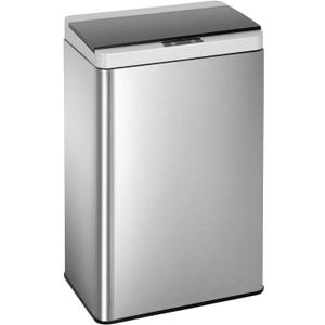13 Gallon(50L) Trash Can Stainless Steel Trash Can Kitchen Garbage Can with Automatic Sensing Cover Anti-Fingerprint for Home Office Bathroom Bedroom Kitchen Trash Can with Lid Waste Bin