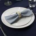 Narrow Striped Cotton Linen Blended Dinner Cloth Napkins - Set of 12 (40 x 30 cm) - for Events & Home Use (Blue)