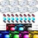 8 PCS Car LED Lights for Car Interior, 7 Colors Magnetic USB Wireless LED Lights with Bright LED Lamp Beads, Portable Touch Rechargeable LED Interior Auto Lights for Car Decor
