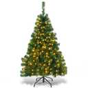 4.5Ft PVC Pre-lit Christmas Tree Hinged 200 LED Light Metal