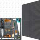 HUHOLE Black Metal Pegboard Wall Organizer 32" x 32" (4 Pack), Heavy Duty Steel Peg Board Panels for Garage, Gaming Setup & Craft Room, Easy Install, Includes 30 Hooks & Mounting Hardware