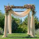 Wedding Arch Draping Fabric 6 Panels Champagne Sheer Backdrop Drapes, Sheer Fabric 28.7"x20FT Backdrop Chiffon Drapes for Wedding Ceremony Birthday Party Bridal Shower Outdoor Decoration