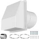 8 Inch Galvanized Steel Hooded Wall Vent Cover with Screen & Damper - Outdoor Exhaust Vent Cap for Dryer, Bathroom Fan, Range Hood, HVAC Duct - Includes Aluminum Foil Tape & Clamps