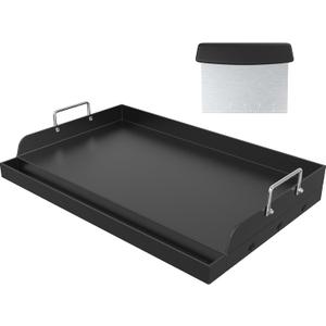YACONA 2516 Nonstick Universal Griddle for Gas Grill, Muti-Purpose Cooking Cast Iron Griddle with Grease Groove, Pre-Seasoned Flat Top Plate Insert for Camping, Tailgating, Parties
