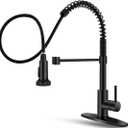 OWOFAN Black Kitchen Faucet with Pull Down Sprayer Stainless Steel Single Handle Pull Out Spring Sink Faucets 1 Hole Or 3 Hole Dual Function for Farmhouse Camper Laundry Utility Rv Wet Bar (1 Black)