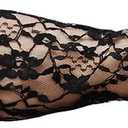 Flower Pattern Women's Lace Gloves with Ruffle Wrist Length (Black)