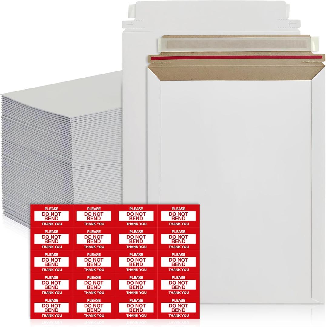 125 Pack 6x8 Self-Seal Rigid Mailers | Stay Flat White Cardboard Envelopes for Photos, Documents & CDs | Heavy Duty 420 GSM