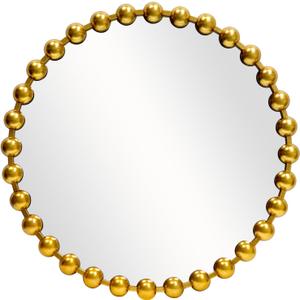 Round Gold Mirror 28'', Spherical Frame Round Mirror for Living Room, Beaded Mirror for Bathroom, Dining Roon, Bed Room, Entryway