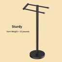 YUMORE Standing Towel Rack T Shape Tall Bath Towel Holder, Modern Towel Drying Holder Stand Floor Towel Rack Stand with Heavy Base, Upgrade Steady Design for Bathroom, Swimming Pool, Matte Black
