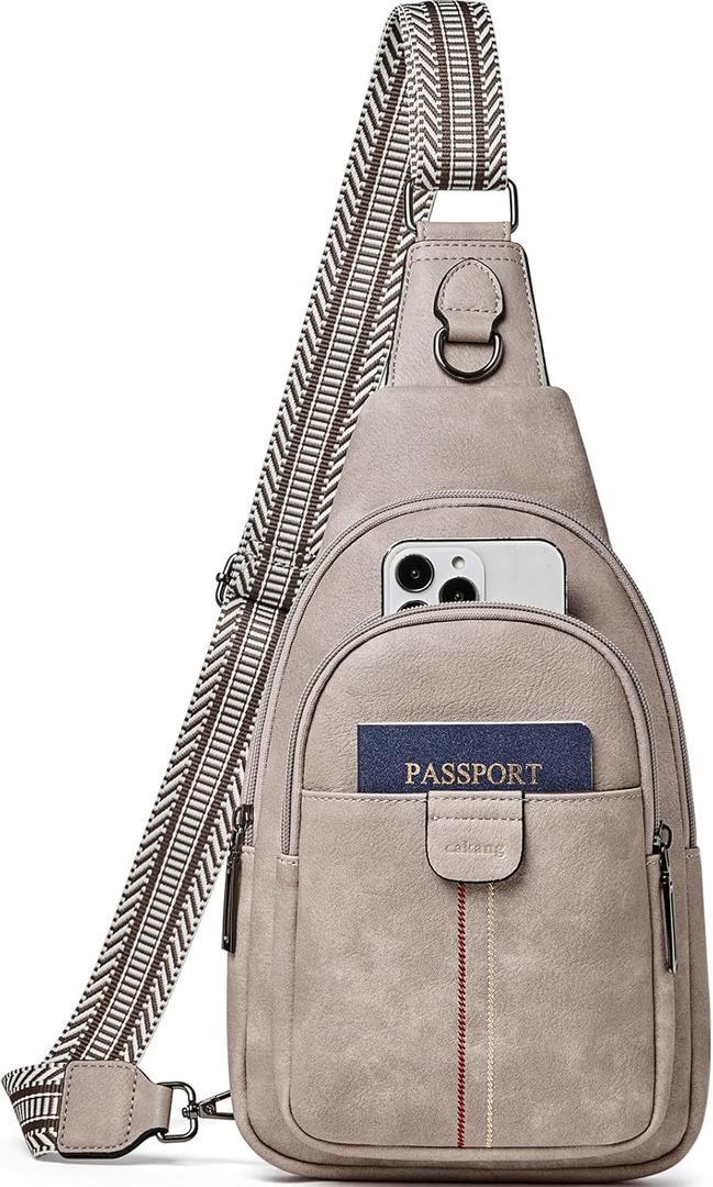 Womens Sling Bag Crossbody Bags for Women Vegan Leather Sling Backpack Daypack Fanny Pack Crossbody Purse Travel (3-grey)
