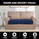 PrinceDeco Velvet Couch Cushion Cover Stretch Cushion Slipcover for Chair Loveseat Sofa Furniture Protector Seat Cushion Sofa Cover (Each Width Up to 29.5", Navy)