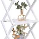 3 Tier Portable Folding Shoe Storage Rack Natural Bamboo Vertical Shoe Rack for Corridors, Bedrooms Living Room Corner and Small Spaces (White)