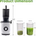 NEWBULIG Cold Press Juicer Machines, Masticating Juicer with High Juice Yield, Reverse Function, Stops Oxidation and Easy to Clean for Vegetables & Fruits, Silver