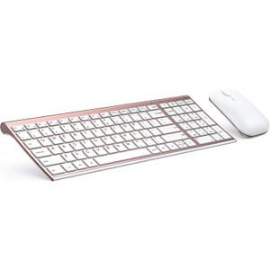 Rose Gold Wireless Keyboard Mouse, seenda Slim Low Profile Keyboard and Mouse Set with Silent Keys Portable Size for Windows 7/8/10/11 PC Laptop Computer