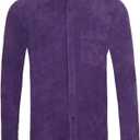 Men's Corduroy Shirt Long Sleeve Button Down Workwear Regular Fit Casual Shirt (Purple, M)