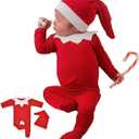 ForBaysy Newborn Baby Christmas Photo Props Outfit Infant Boys Girl Photoshoot Costume Red jumpsuit With Xmas Hat (Chrismas)