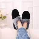 Evshine Women's Fuzzy Memory Foam Slippers, Closed Back Knit Bedroom Slippers, Slip-On Warm House Shoes for Indoor & Outdoor Comfort, Black, 41-42 (Size 9-9.5)