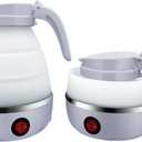 UpdateClassic 0.6L Small Travel Foldable Electric Kettle, Portable Collapsible Hot Water Boiler For Coffee Tea