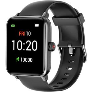 Smart Watch, Fitness Tracker with Heart Rate Monitor, Blood Oxygen, Sleep Tracking, 41mm Smartwatch Waterproof with Pedometer for Women Men Watch Compatible with Android iOS Phones (Black)
