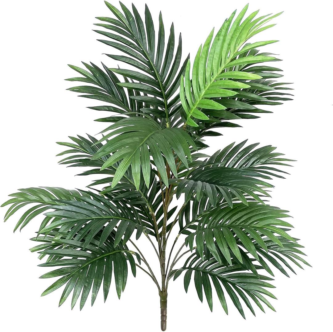 Beebel Artificial Palm Tree Plants 30" Tall UV Resistant Tropical Areca Plant Faux Plants Monstera Leaves Floral Arrangement Safari Leaves Beach Leave Party Suppliers Decorations
