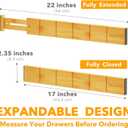 SpaceAid Bamboo Drawer Dividers with Inserts and Labels, Kitchen Adjustable Drawer Organizers, Expandable Organization for Home, Office, Dressers, 10 Dividers with 24 Inserts (17"-22" Natural)