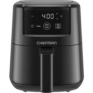 CHEFMAN 2 Qt Mini Air Fryer – Digital Space-Saving Compact Air Fryer with Nonstick and Dishwasher Safe Basket, Quick & Easy Meals in Minutes, Features Digital Timer and Shake Reminder – Black