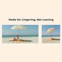 6FT Stripe Fringe Beach Umbrella for Sand with Sand Anchor, UPF 50+ Sun Shade with Tassels, Adjustable Tilt Pole, Portable Coastal Umbrella for Beach & Pool, Heritage Mimosa Stripe