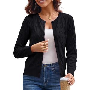 GRACE KARIN Womens Long Sleeve Button Up Cable Knit Cardigan Lightweight 2026 Crewneck Button Down Sweaters for Women, XX-Large