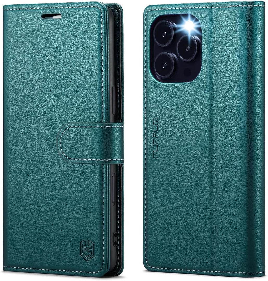 Wallet Case for iPhone 16 Pro Max, RFID Blocking Credit Card Holder, PU Leather Folio Flip Kickstand Protective Shockproof Cover for Apple 16 pro Max (Green, for iPhone 16 Pro Max - 6.9'')