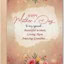 2 x Mothers Day Card for Grandma from Grandson, Granddaughter, Kids – Elegant Floral Mother’s Day Card for Grandma from Family or Grandchildren – 5"x7" Folded Card with Envelope (Grandmother)