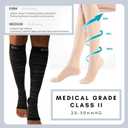 Socks For Women Open Toe 20-30 mmHG Knee High Graduated Compression Toeless Compression Stockings Women & Men (Large) (Solid)