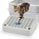 SpaceTime Elevated Cat Litter Mat for Litter Box,Trapping Litter Ramp/Steps for Floor Indoor,Washable Easy Cleaning Cat Pad with Filter Function,Suitable for Kitty & Senior Cats (Grey-Incline Shape)