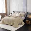 COTTEBED Luxury Reversible Comforter Sets King Size Bed, Textured Chenille Cotton Stripe Bedding Down Comforter, Lightweight All Season, 1 Conforter & 2 Pillowsham(Champagne Gold,King/Cal King)