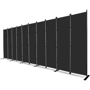 MAYOLIAH 10-Panel Black Room Divider 6ft Tall Indoor Folding Privacy Screen