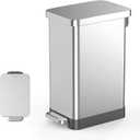 QUALIAZERO 50L/13Gal Heavy Duty Hands-Free Stainless Steel Commercial/Kitchen Step Trash Can, Fingerprint-Resistant Soft Close Lid, Slim Shape (50L Slim)