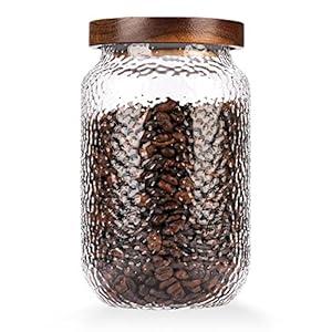 WHJY Glass Storage Container with Lid, Airtight Glass Jars, Farmhouse Tea Canister, Dog Treat Jar for Pet, Irregularity Texture Glass Candy Cookies Coffee Canister Jar Bath salt Container - 24oz