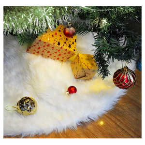 36Inch White Christmas Tree Skirt Faux Fur Plush Skirt Christmas Tree Decoration Holiday Party Indoor Outdoor Christmas Decorations for Merry Christmas